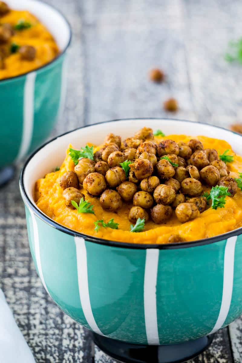 This Roasted Carrot & Turmeric Purée is great on its own served with roasted chickpeas or a perfect side to a delicious meal!