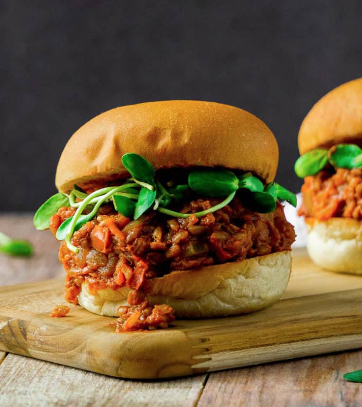 Vegan Sloppy Joes made with spelt berries and lentils. Super hearty and flavorful!