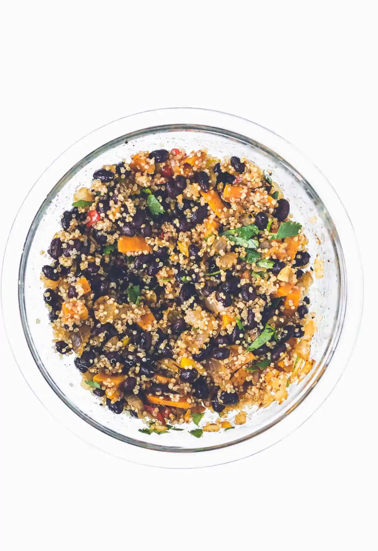 Bowl of mixed vegetables with quinoa and black beans