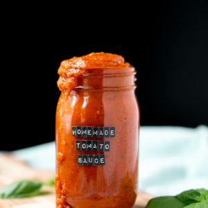 homemade tomato sauce in a jar.
