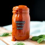 homemade tomato sauce in a jar.