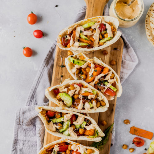 Roasted Chickpea & Sweet Potato Pitas