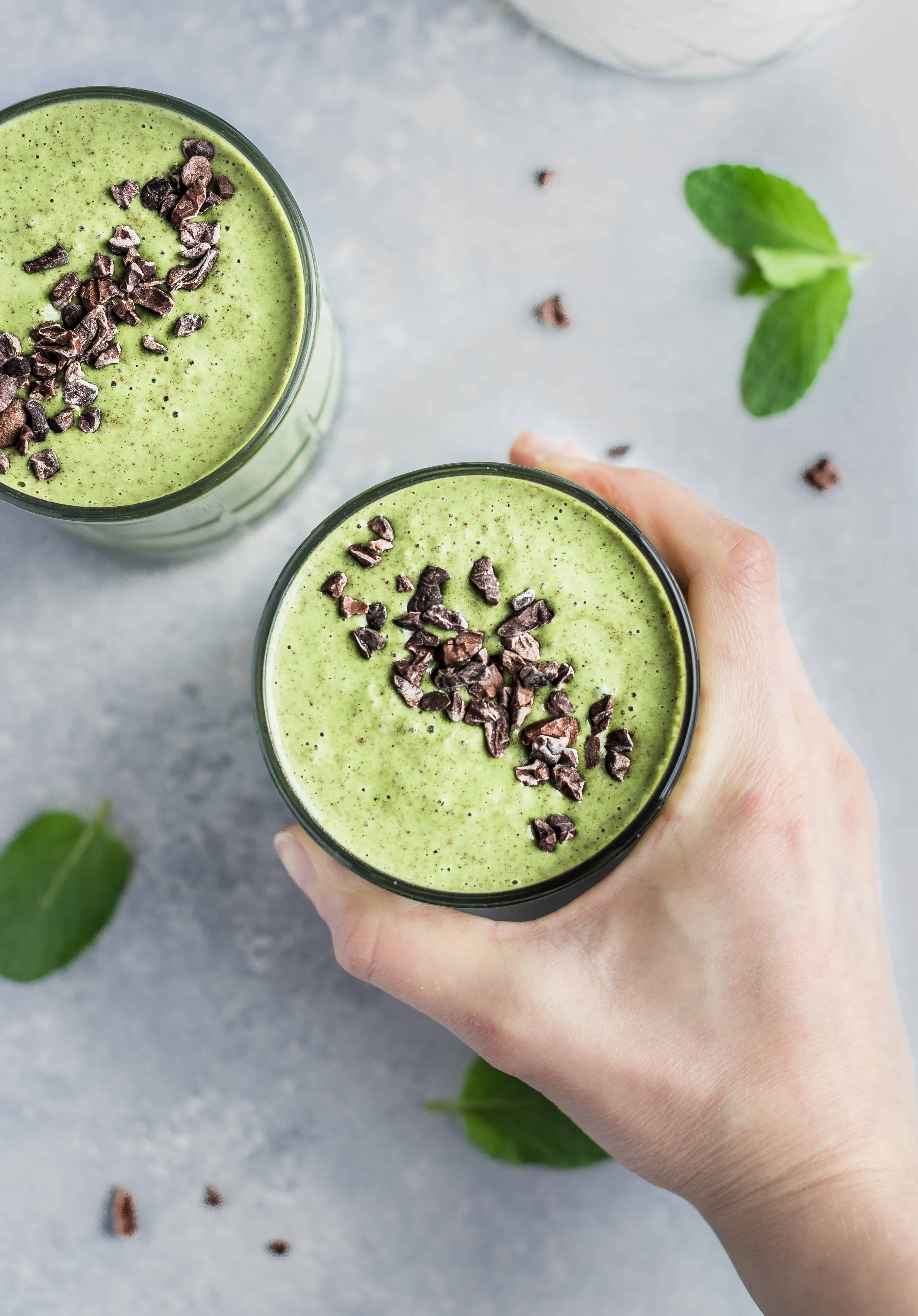 A healthy Mint Chocolate Chip Smoothie