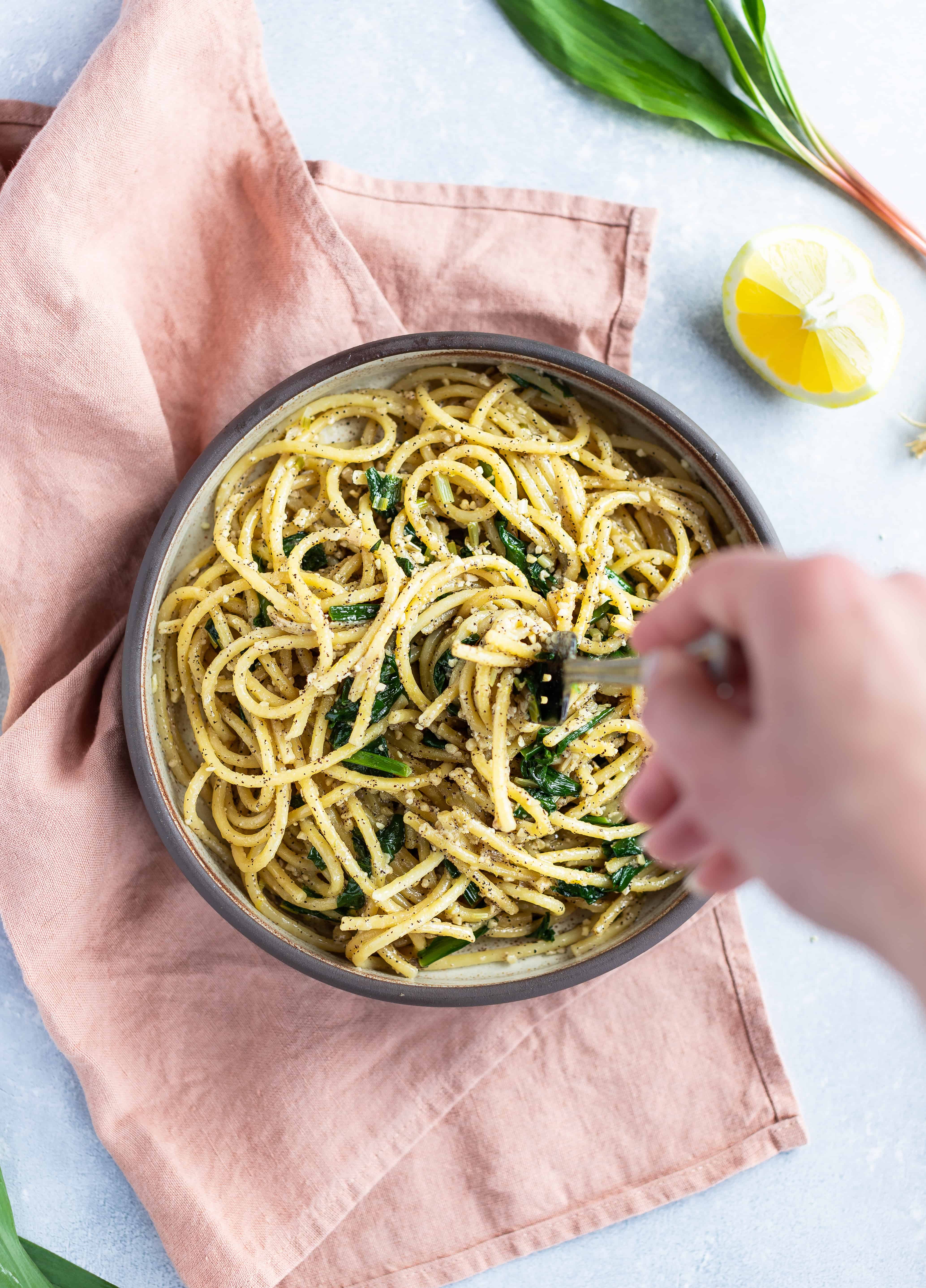 Springtime pasta dish with Ramps and Lemon