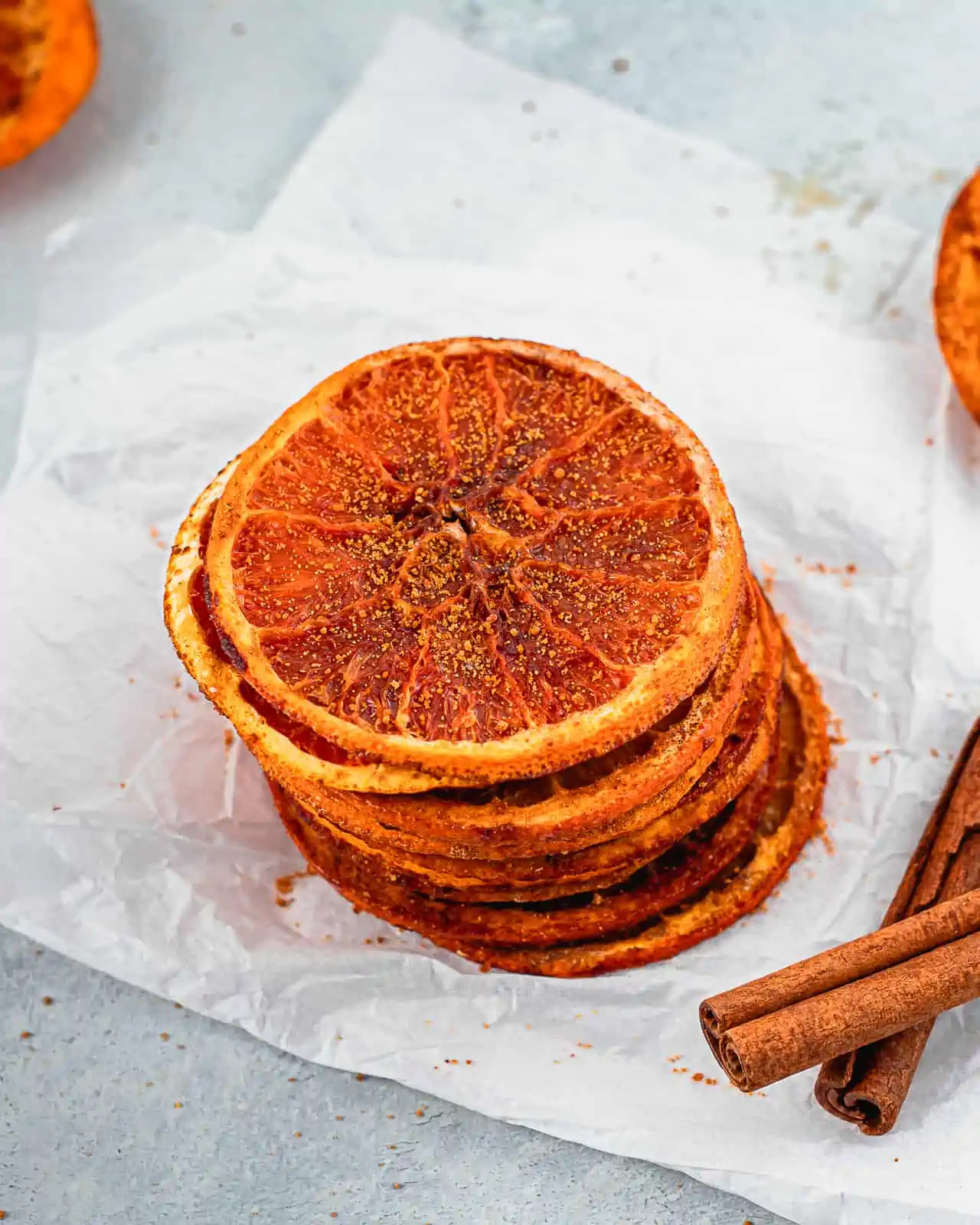 stack of dehydrated orange slices.