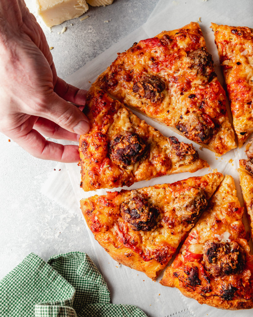 Easy Homemade Meatball Pizza 