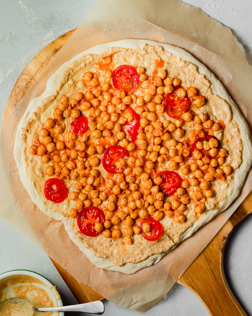 Buffalo Chickpea Pizza with Tomatoes