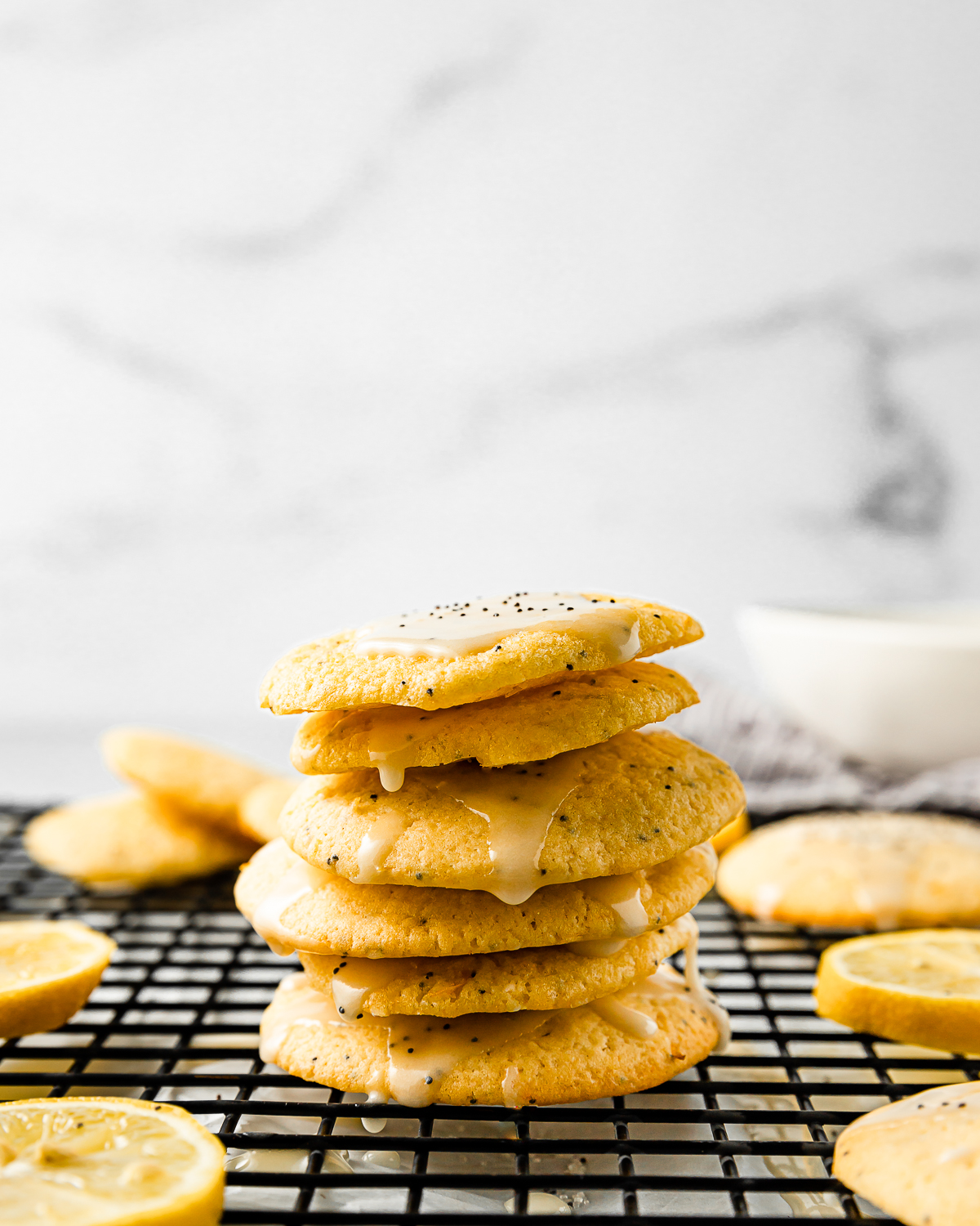 a stack of lemon poppy seed cookies