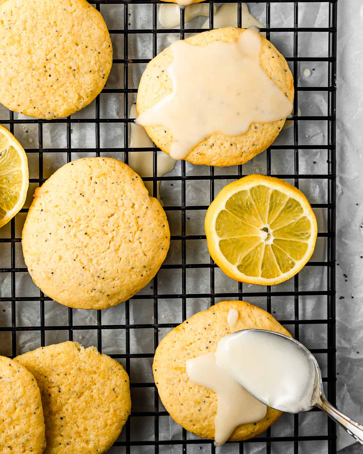 lemon poppy seed cookies with lemon glaze