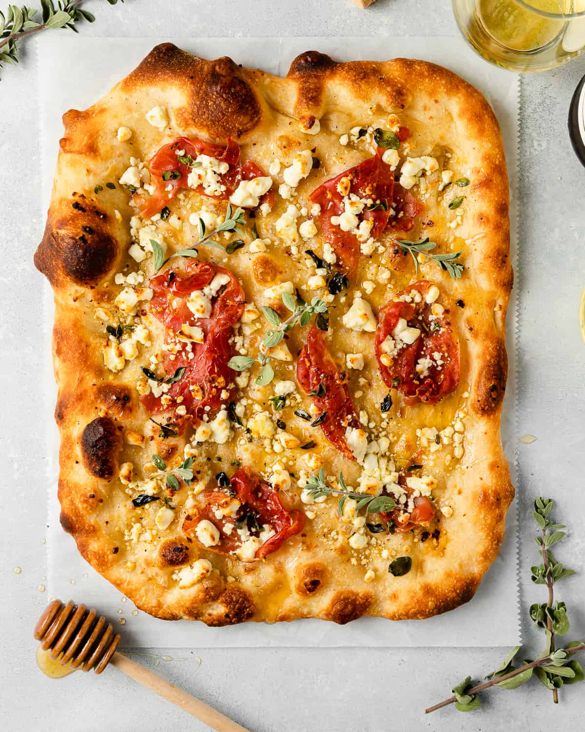baked Pizza With Marjoram & Prosciutto.