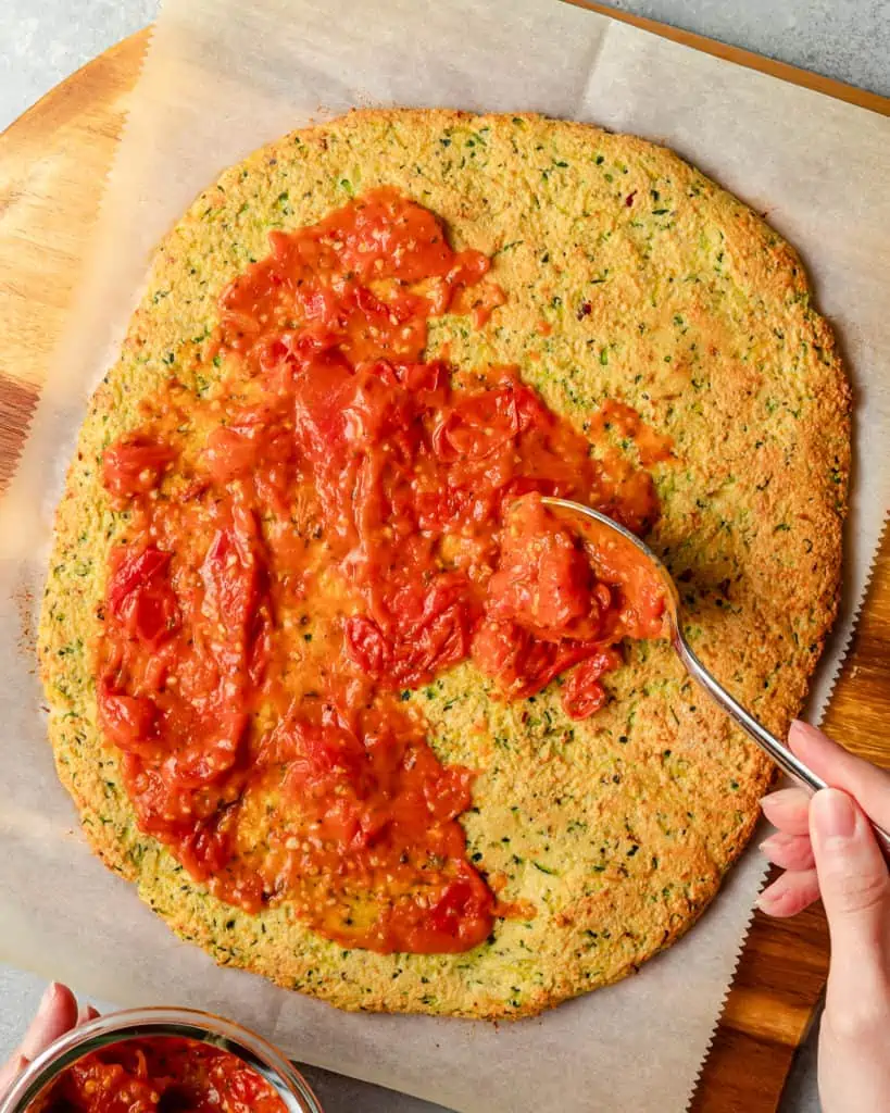 Zucchini Pizza with Marinara Sauce