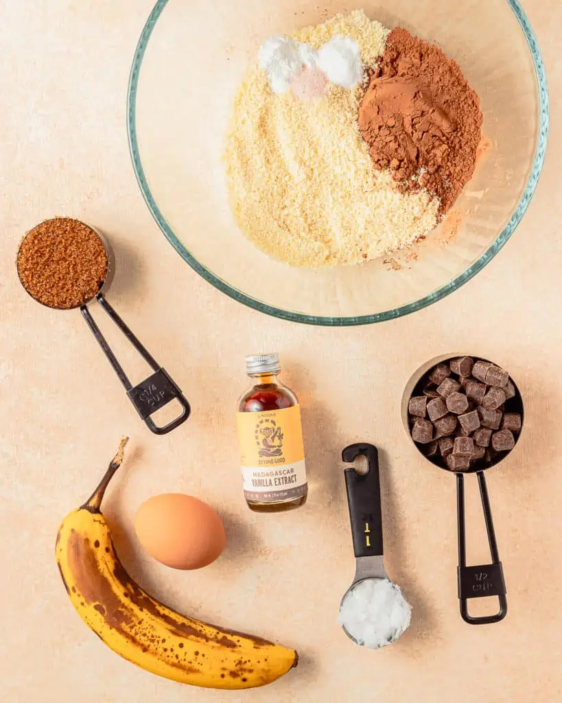 Ingredients to make Chocolate Banana Cookies.