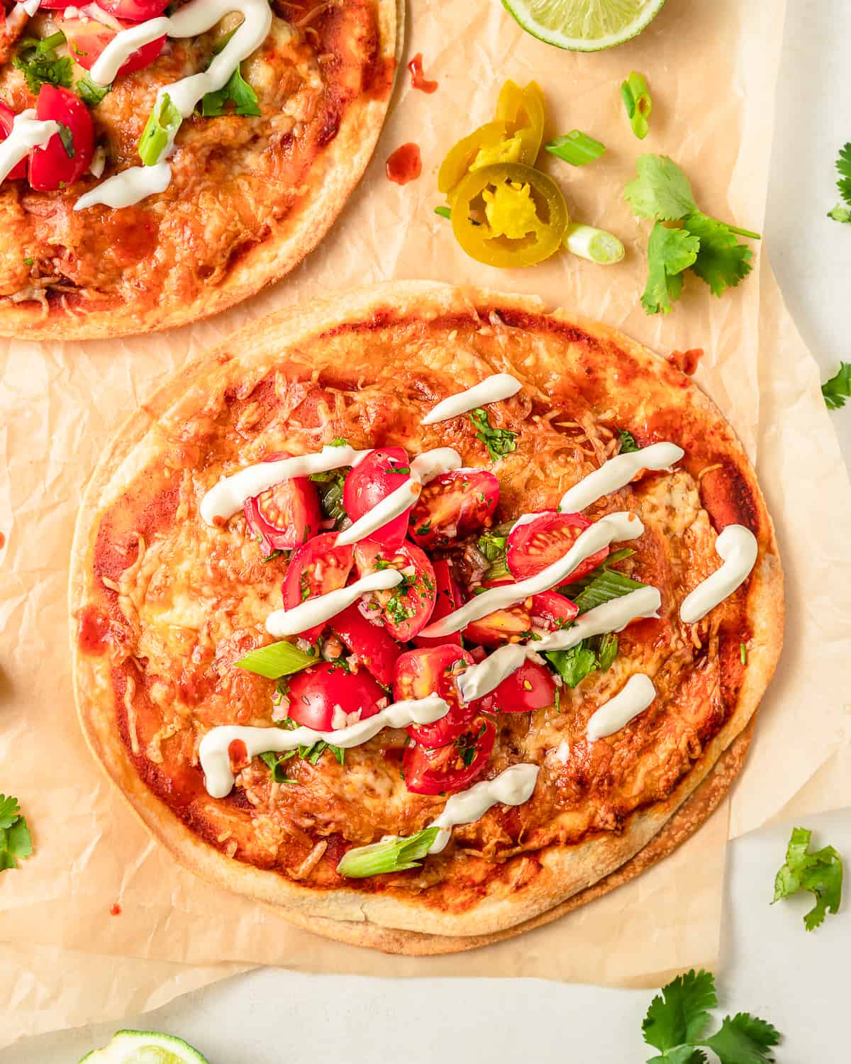 Mexican Pizza with Tomato Salsa and Sour Cream