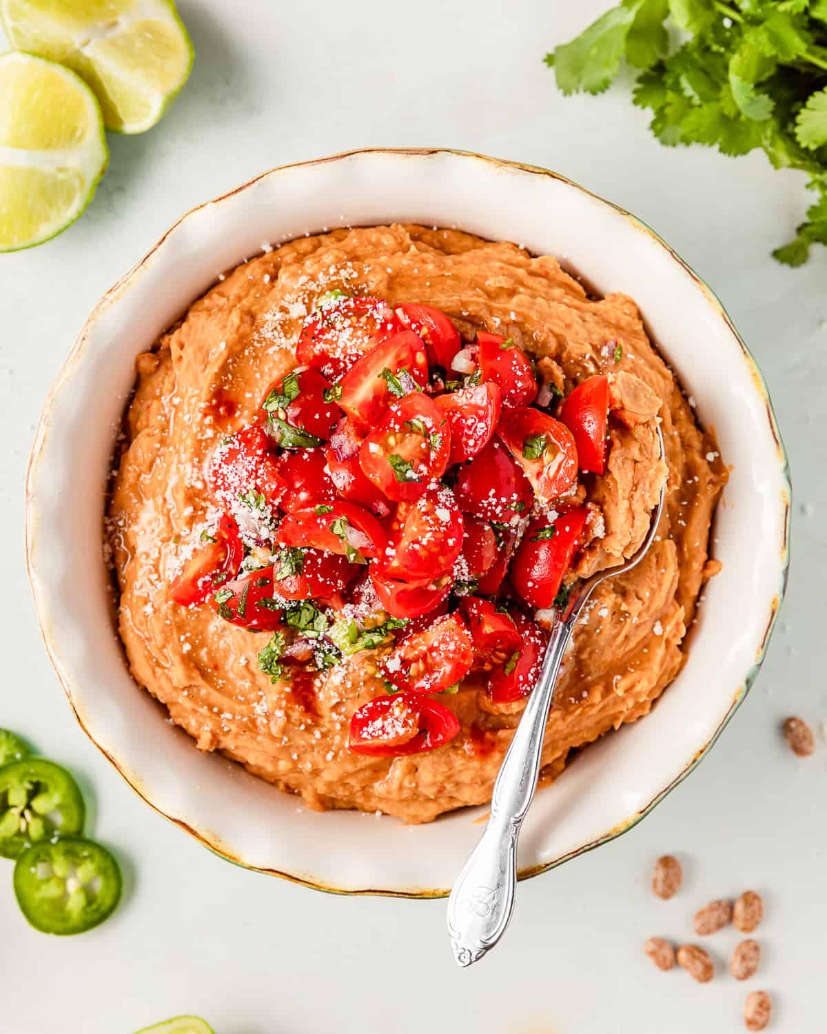 Refried Beans with Tomato Salsa