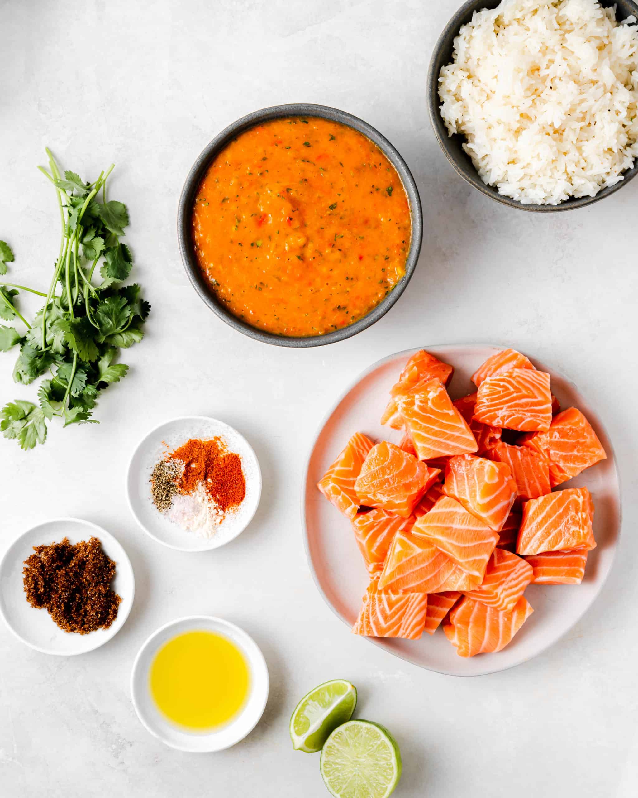 Spicy Salmon Bowls Ingredients.