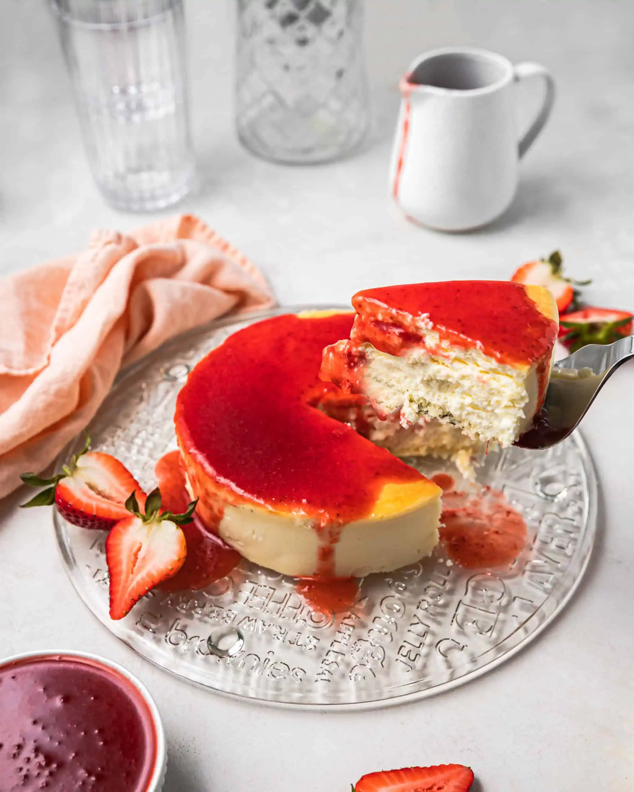 Cheesecake with Strawberry Coulis.