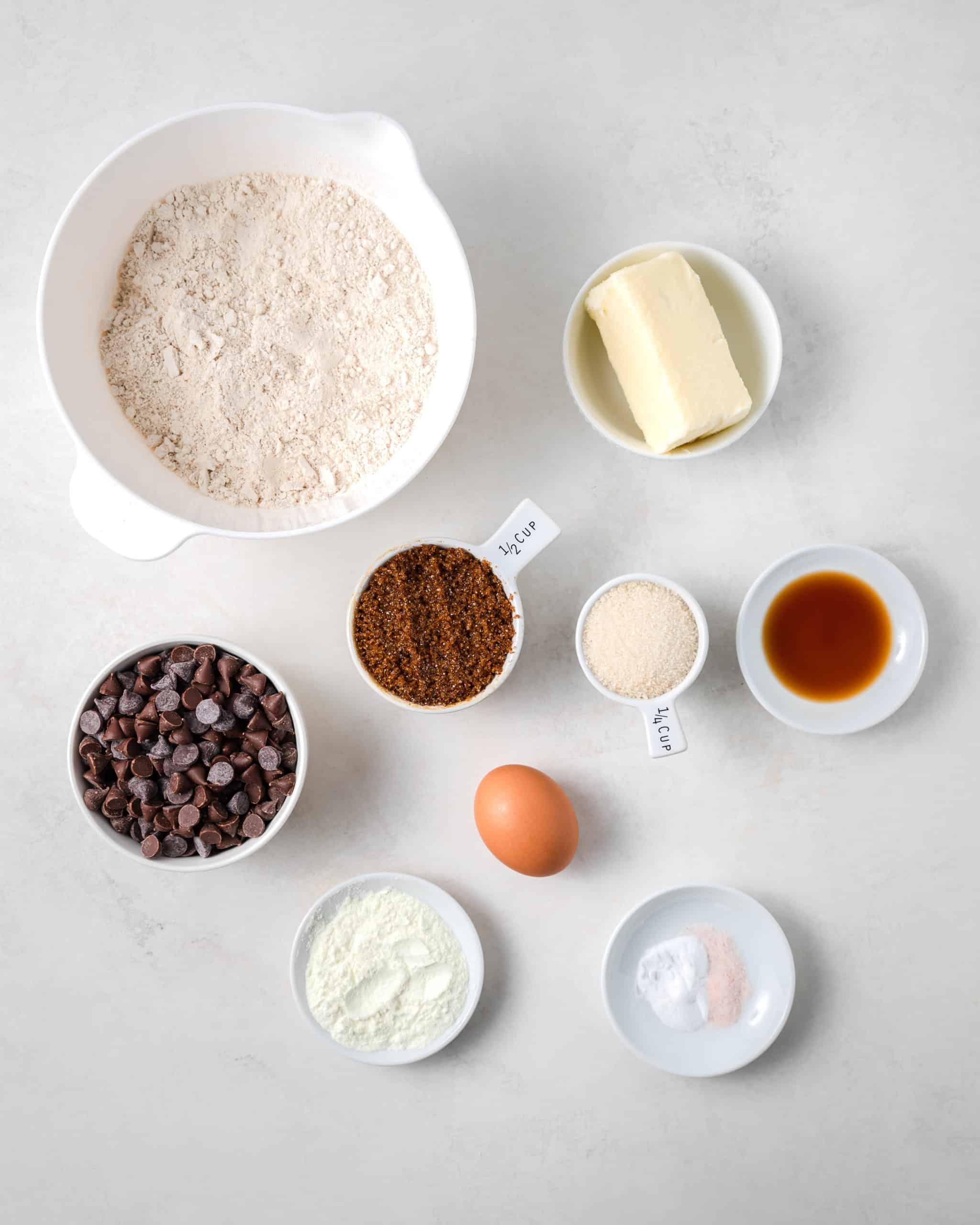 Oat Flour Chocolate Chip Cookie Ingredients.