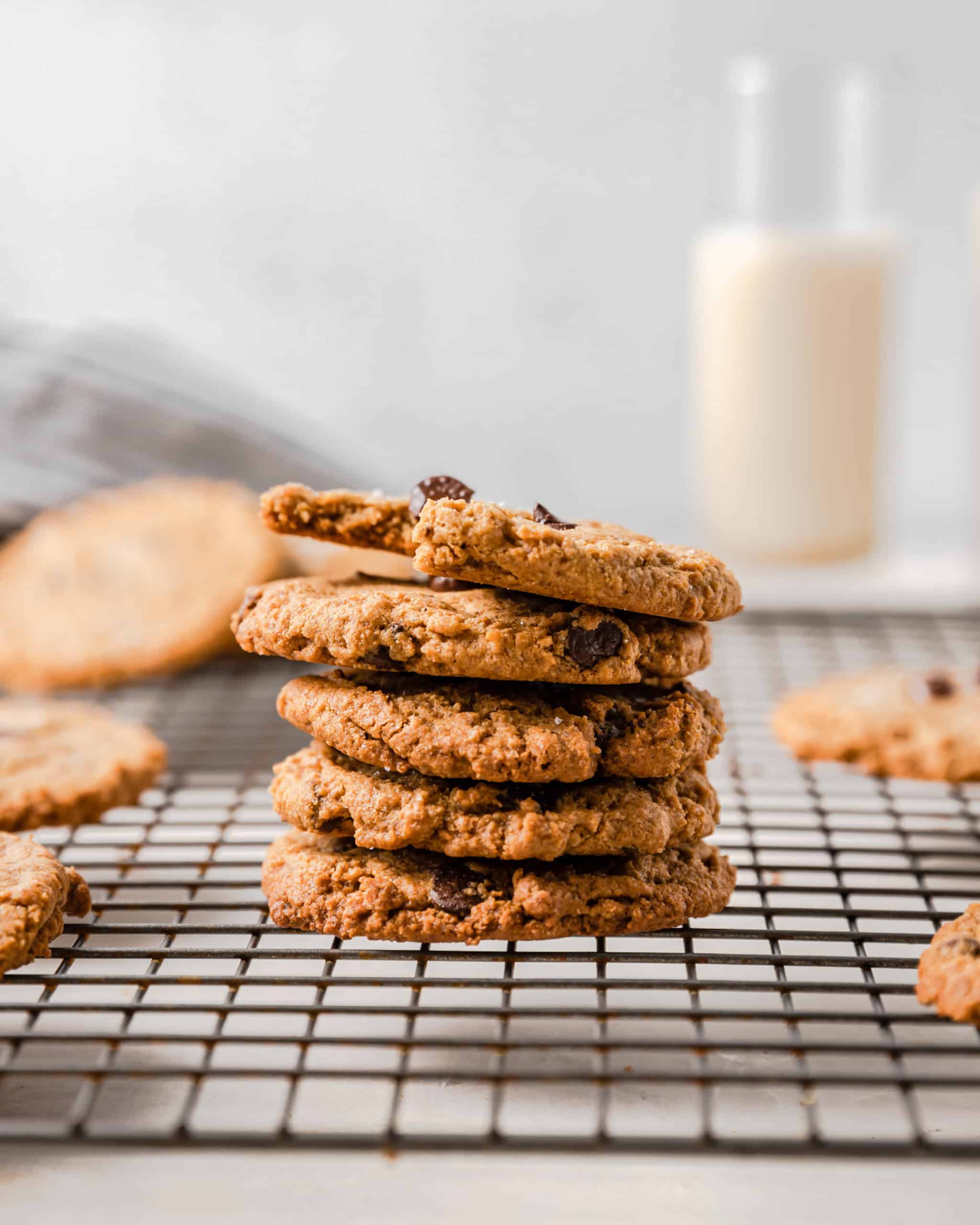 Stack of Oat Flour Chocolate Chip Cookies